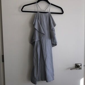 Audrey 3+1 grey linen ruffle dress